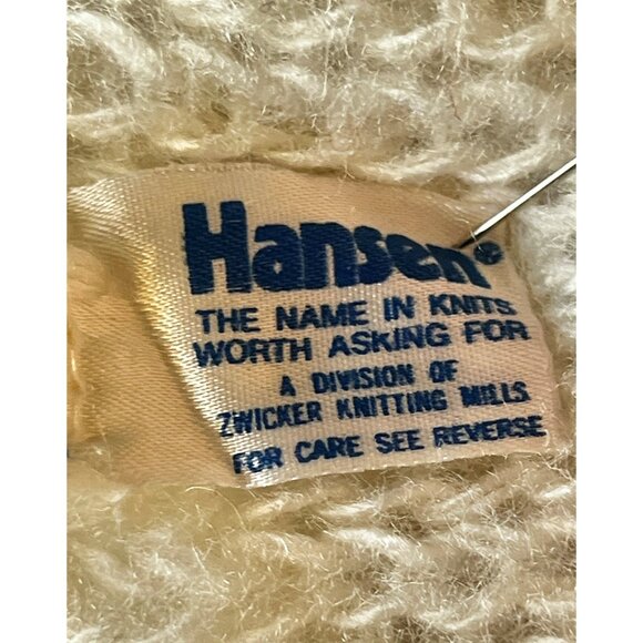 Vintage Hansen Cream Knitted Scarf With Fringe Ends 59”x6.25” Acrylic Blend OS - Picture 5 of 10